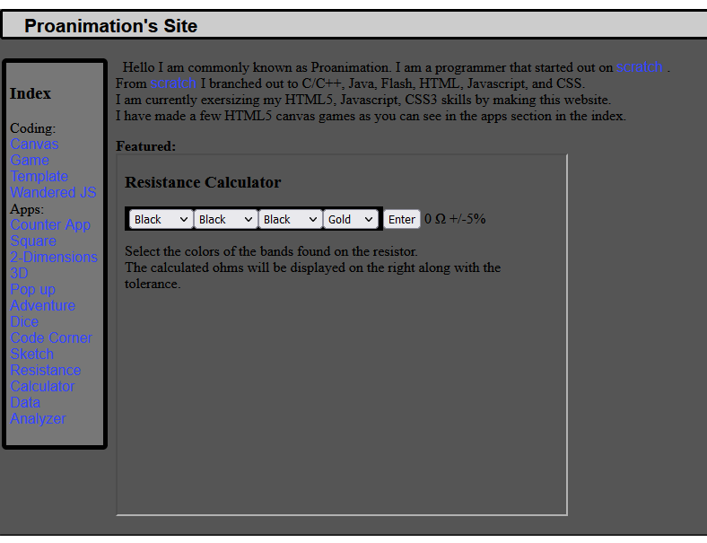 Screenshot of the Proanimation's Site homepage.